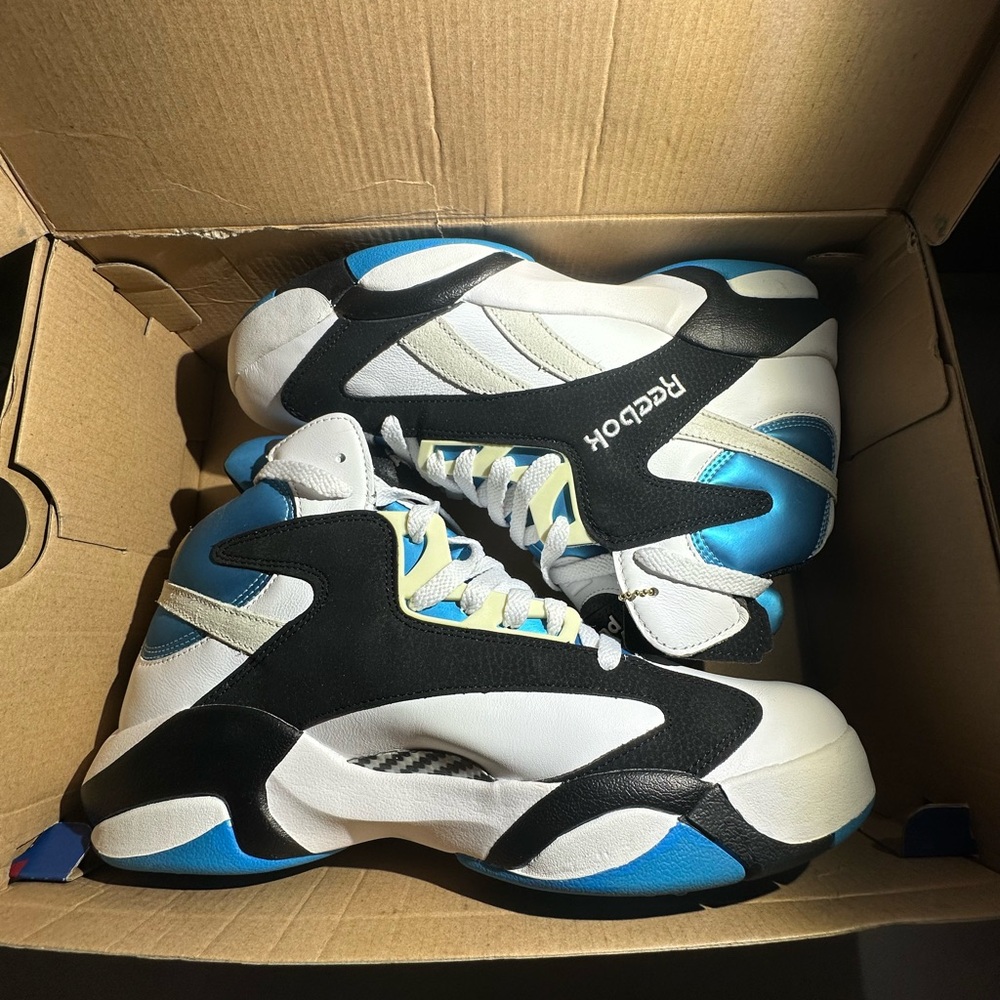 Reebok White and Blue Sneakers